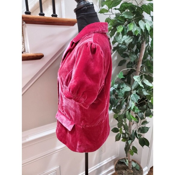 Old Navy Women Solid Red Viscose Short Sleeve Buttons Front Casual Jacket Size L - Picture 4 of 10